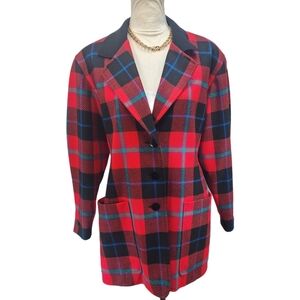 Escada by Margaretha Ley. Vintage Wool Blend Plaid Blazer/Coat/Cardigan. NWT! 38